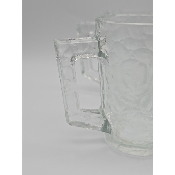 Arcoroc Pebbled Glass Mugs Pebble Pattern Coffee Tea Cup 4 Pcs France Vtg - Picture 6 of 8